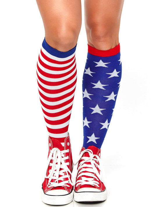 Leg Avenue Calcetines altos hasta la rodilla con bandera americana