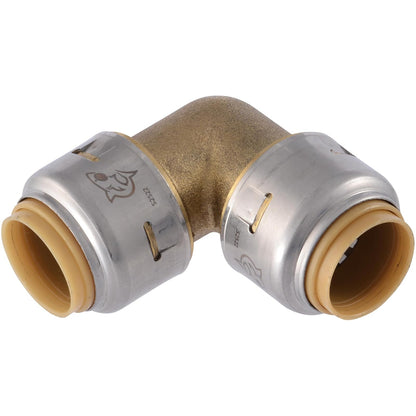 SharkBite Max Codo de 90 grados PTC de 1/2 x 1/2 pulgadas, montaje de fontanería de latón de empuje para conectar, UR248A