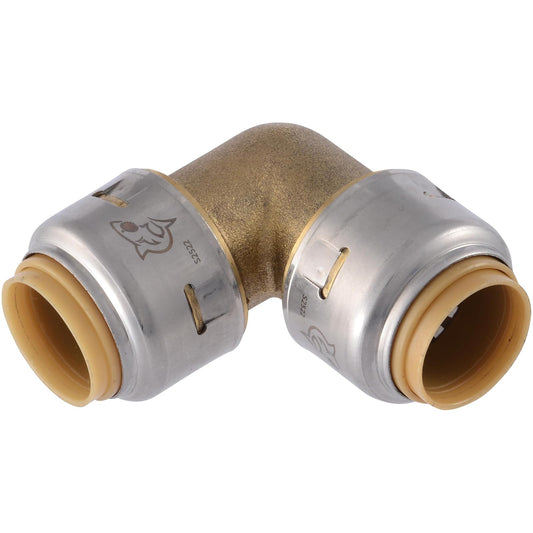 SharkBite Max Codo de 90 grados PTC de 1/2 x 1/2 pulgadas, montaje de fontanería de latón de empuje para conectar, UR248A