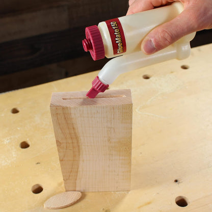 Milescraft 5223 - Botella de pegamento de madera de precisión de 450 ml, antigoteo, puntas de clavija y galletas incluidas, diseño multicámara de fácil flujo, ideal para carpintería