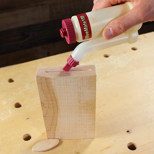 Milescraft 5222 - Botella de pegamento de madera de precisión de 150 ml, antigoteo, puntas de clavija y galletas incluidas, diseño multicámara de fácil flujo, ideal para carpintería