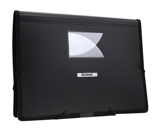 Oxford F880 Cartera Expandible Polipropileno Expansión de 8 cm Cierre Elástico, Tamaño Carta, Color Negro