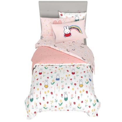 Franco Juego de Ropa de Cama Miffy, Edredón Reversible con Funda - 5 Piece Twin Size - Miffy