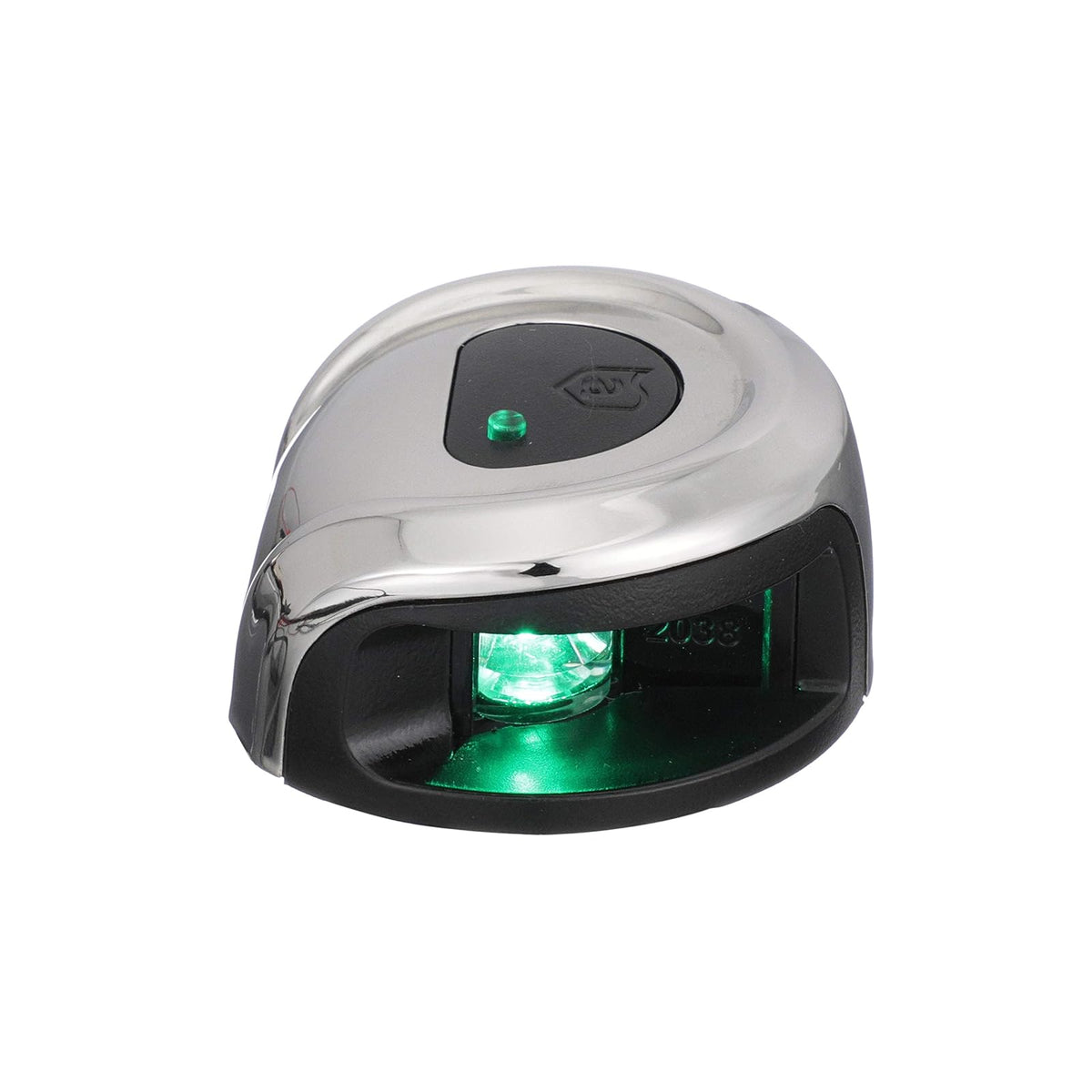 attwood NV2012SSG-7 LightArmor - Luz Lateral de Montaje en Cubierta de navegación de 2 Millas, iluminación LED Verde, Carcasa Redonda de Acero Inoxidable