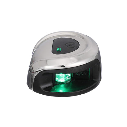 attwood NV2012SSG-7 LightArmor - Luz Lateral de Montaje en Cubierta de navegación de 2 Millas, iluminación LED Verde, Carcasa Redonda de Acero Inoxidable