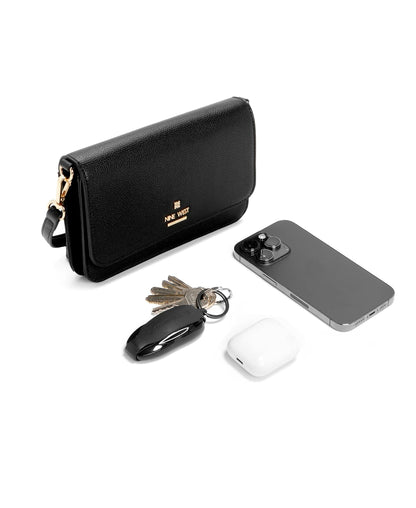 Nine West Luela Phone Wallet Crossbody diseñador, convertible, ajustable, portafolios, estuche para tarjetas, bandolera Mujer