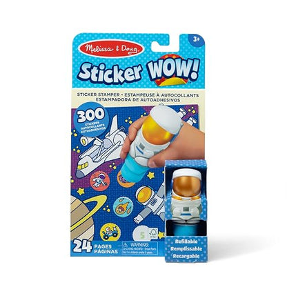 Melissa & Doug Sticker Wow!™ 24-Page Activity Pad and Sticker Stamper, 300 Stickers, Arts and Crafts Fidget Toy Collectible Character – Astronaut - FSC-Certified Materials