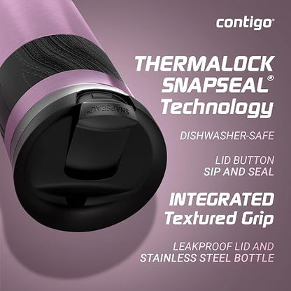 Contigo Vaso Térmico Acero Inoxidable 473 ML Lila Gloss Antiderrames Byron 2.0 Caliente Hasta por 9 Horas Libre de BPA