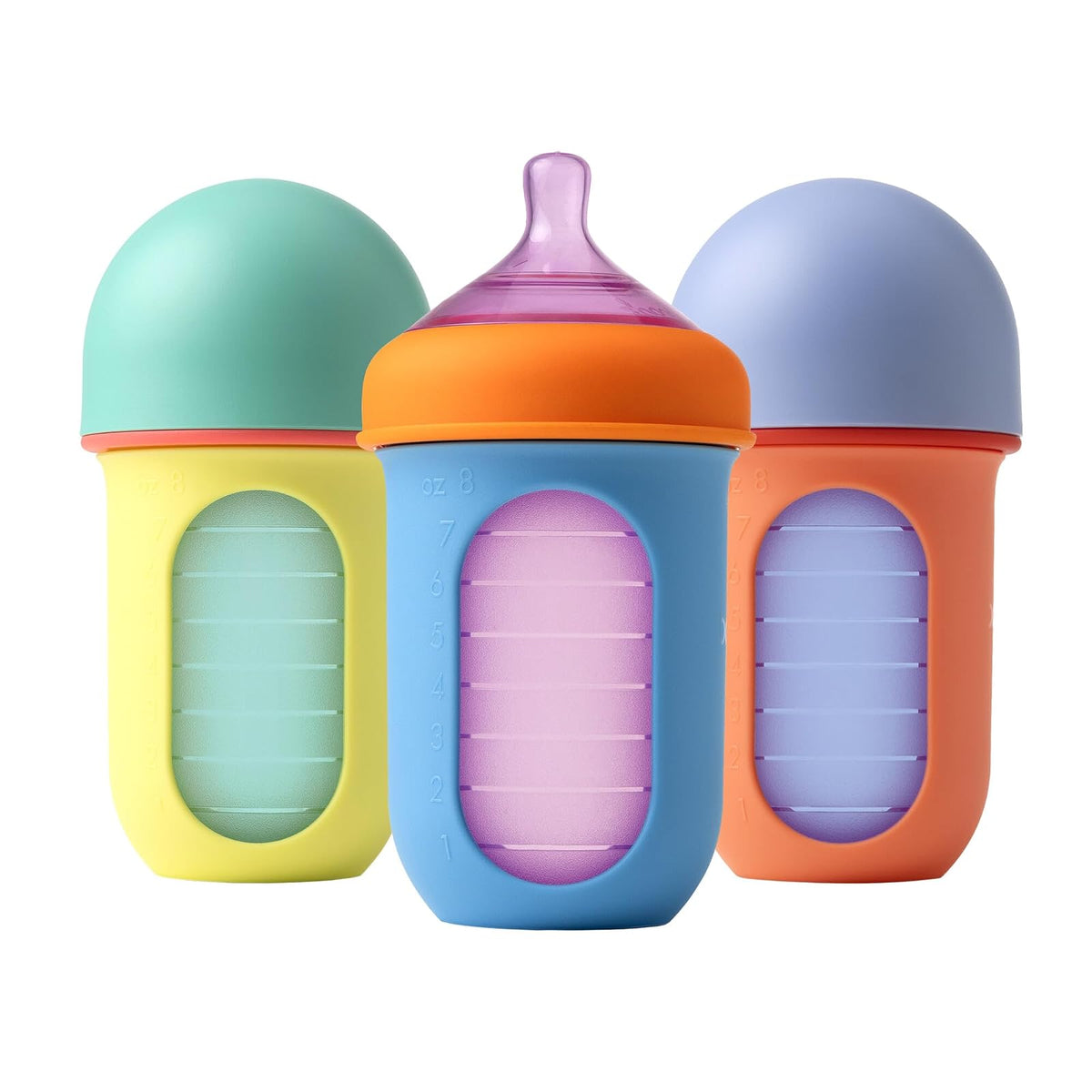 Boon NURSH Biberón de Bolsa de Silicona 236 ml Tie Dye, 3 pz - Color Block - 236.59 ml (8 oz) - Pack of 3