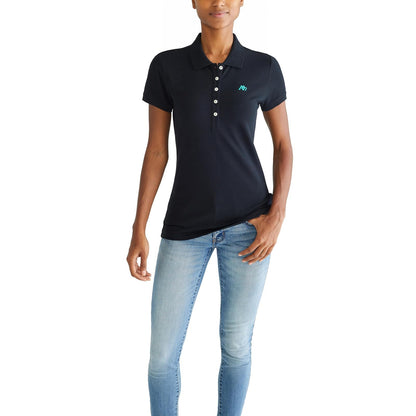 Aeropostale Polo de Piqué de Algodón con Logo Bordado Mujer - M - Negro oscuro