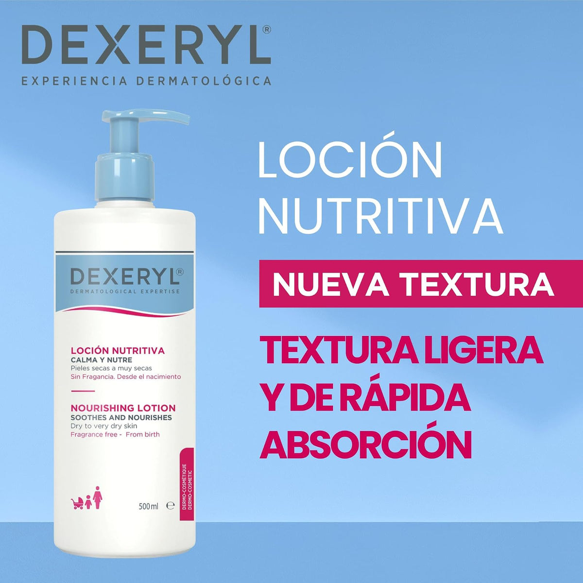 Dexeryl Loción Hidratante Nutritiva Piel Seca y Muy Seca Nutre 24h 500ml