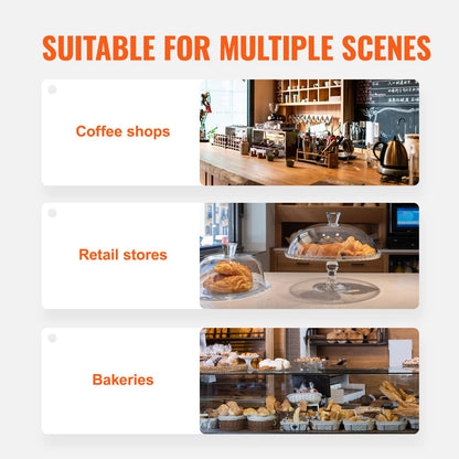 VEVOR - Vitrina de repostería, 3 niveles, vitrina comercial de panadería, caja de exhibición de acrílico con acceso a la puerta trasera y estantes extraíbles, mantiene fresco para rosquillas, galletas