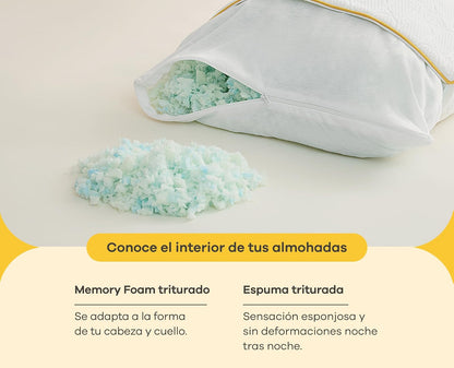 Nooz Almohadas Pack de 2 Adaptables Estándar Memory Foam Ajustables Altura Personalizable Soporte Cuello