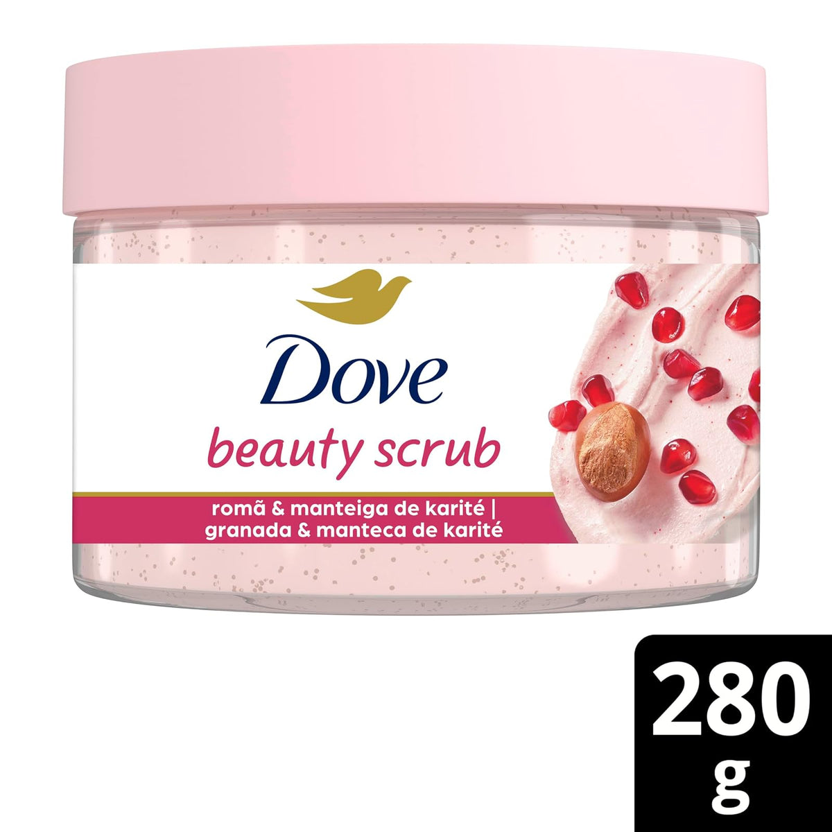 Dove Beauty Scrub Jabón Exfoliante Corporal Granada y Manteca de Karité, 280 g