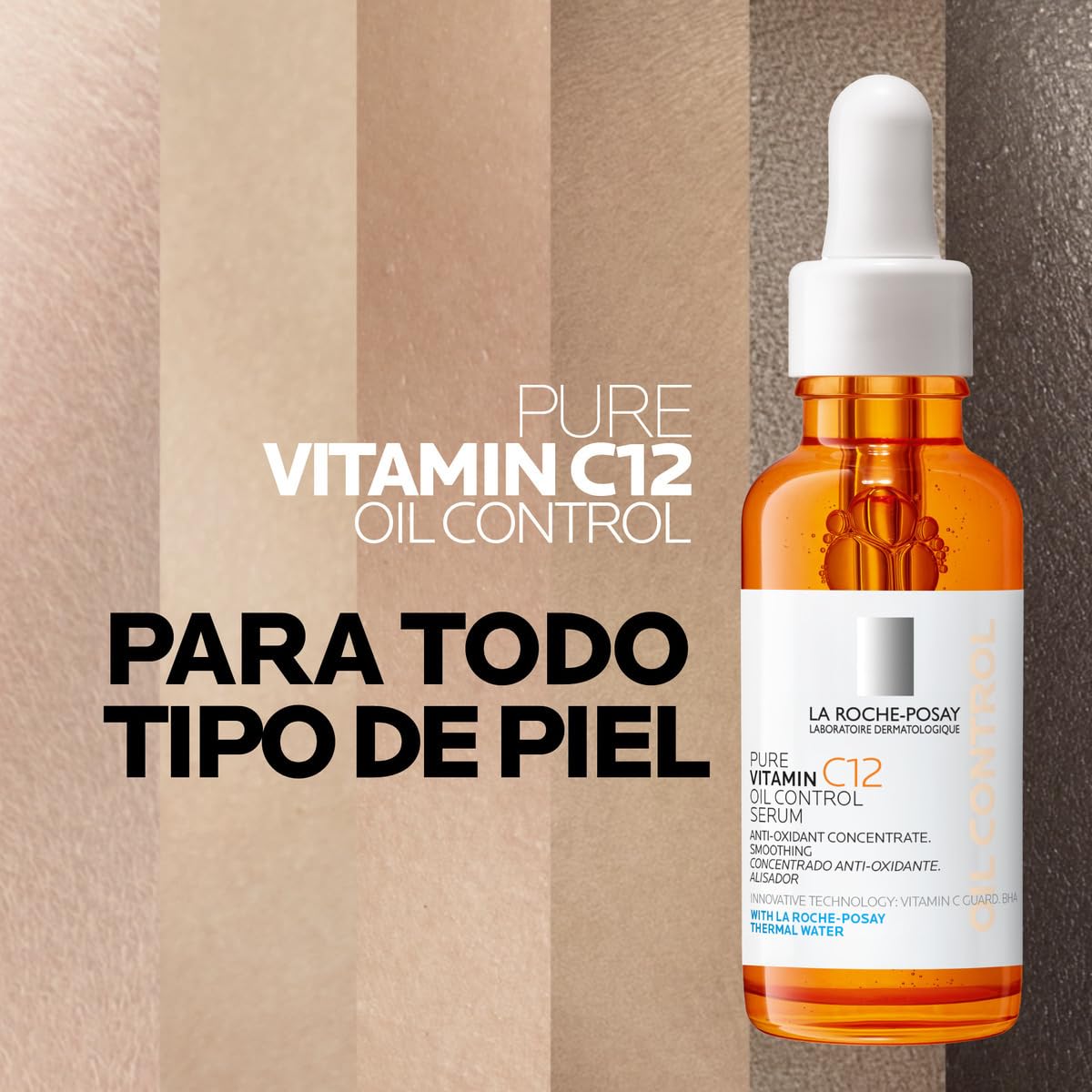 La Roche-Posay Pure Vitamin C12 Oil Control Serum Antioxidante 30ml | Para Piel Mixta a Grasa, Controla el Brillo, Unifica el Tono, Reduce Exceso de Sebo, con Ácido Salicílico