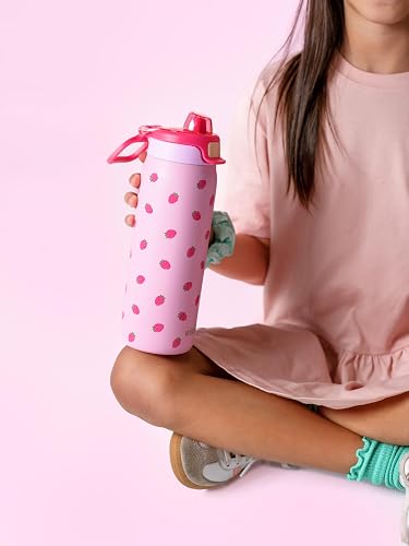 Ello Kids Pop & Fill - Botella de agua de acero inoxidable de 18 onzas con tecnología de llenado rápido, aislamiento al aspiradora de doble pared, tapa de bloqueo a prueba de fugas, para beber y chug