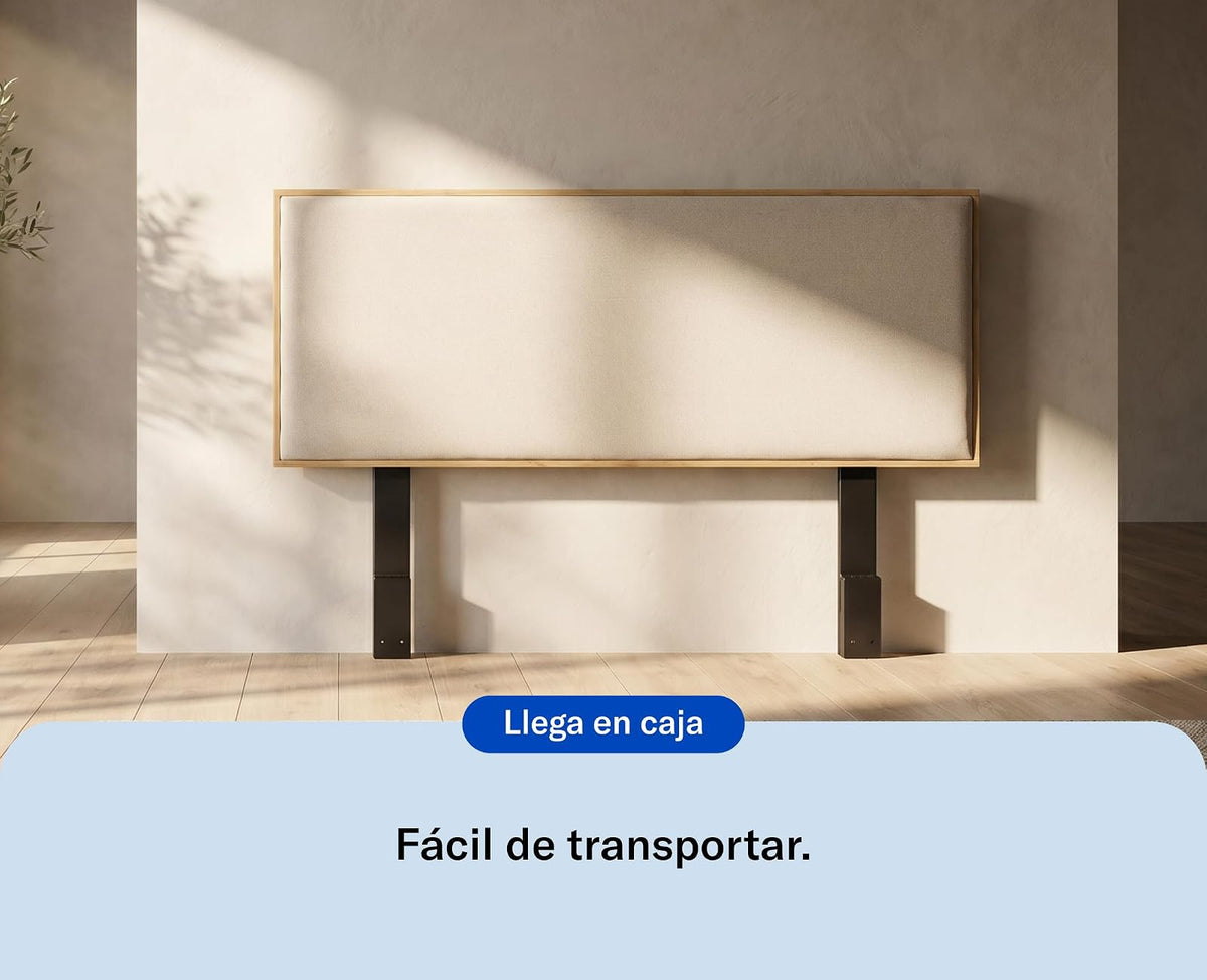Luuna - Cabecera Cama Queen Size, Cabecera de Cama de Madera de Bambú, Respaldo para Cama Resistente, Tapizada, Garantìa de 1 Año, Color Beige