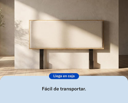 Luuna - Cabecera Cama Queen Size, Cabecera de Cama de Madera de Bambú, Respaldo para Cama Resistente, Tapizada, Garantìa de 1 Año, Color Beige