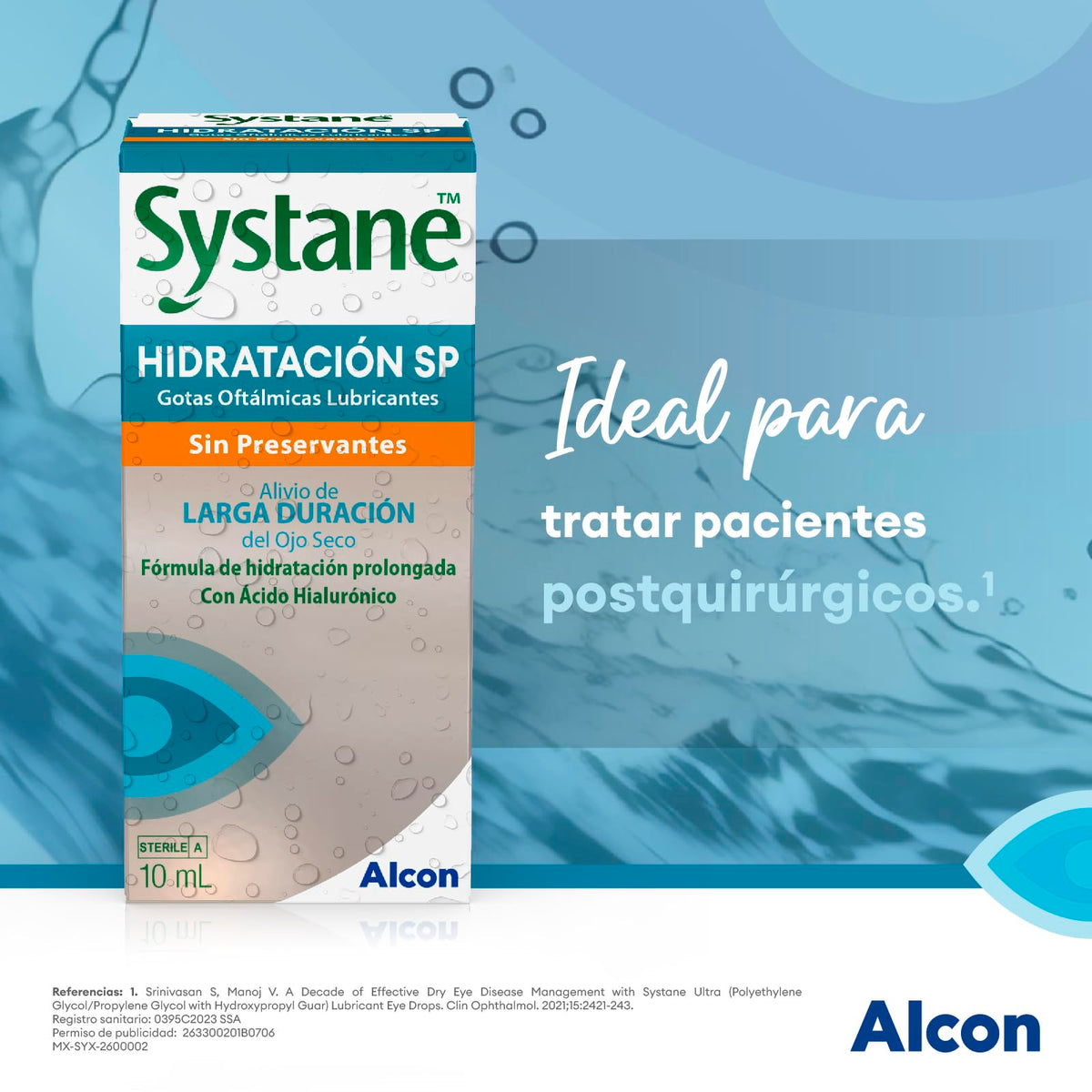 Systane Hidratación SP Gotas Oculares Sin Conservantes para Ojo Seco, con Ácido Hialurónico, Hidratación Superior, Compatibles con Lentes de Contacto, 10 ml