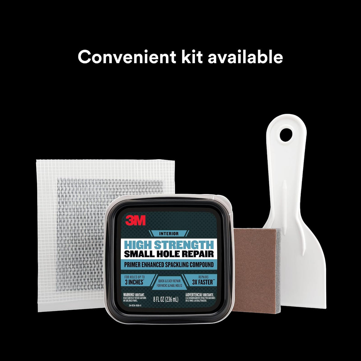 3M SHR-SIOCKIT - Kit de reparación de agujeros pequeños de alta resistencia, color blanco