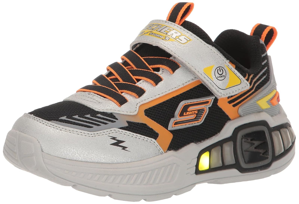 Skechers S-Lights Light Storm 3.0 tenis para niño - 19.0 cm - Plata - Negro