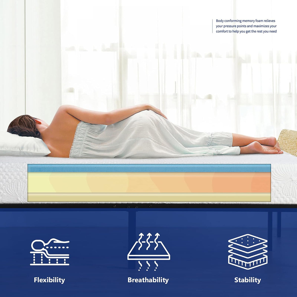 Olee Sleep 5 Inch Gel Adaptive Comfort Memory Foam Mattress 05FM04 (Twin)