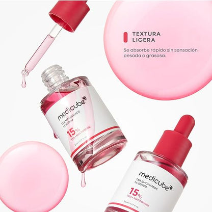 MEDICUBE TXA Niacinamide 15 Serum, Sérum Facial Coreano con 15% TXA + Niacinamida, para Luminosidad, Tono Desigual y Marcas Visibles, 30 ml