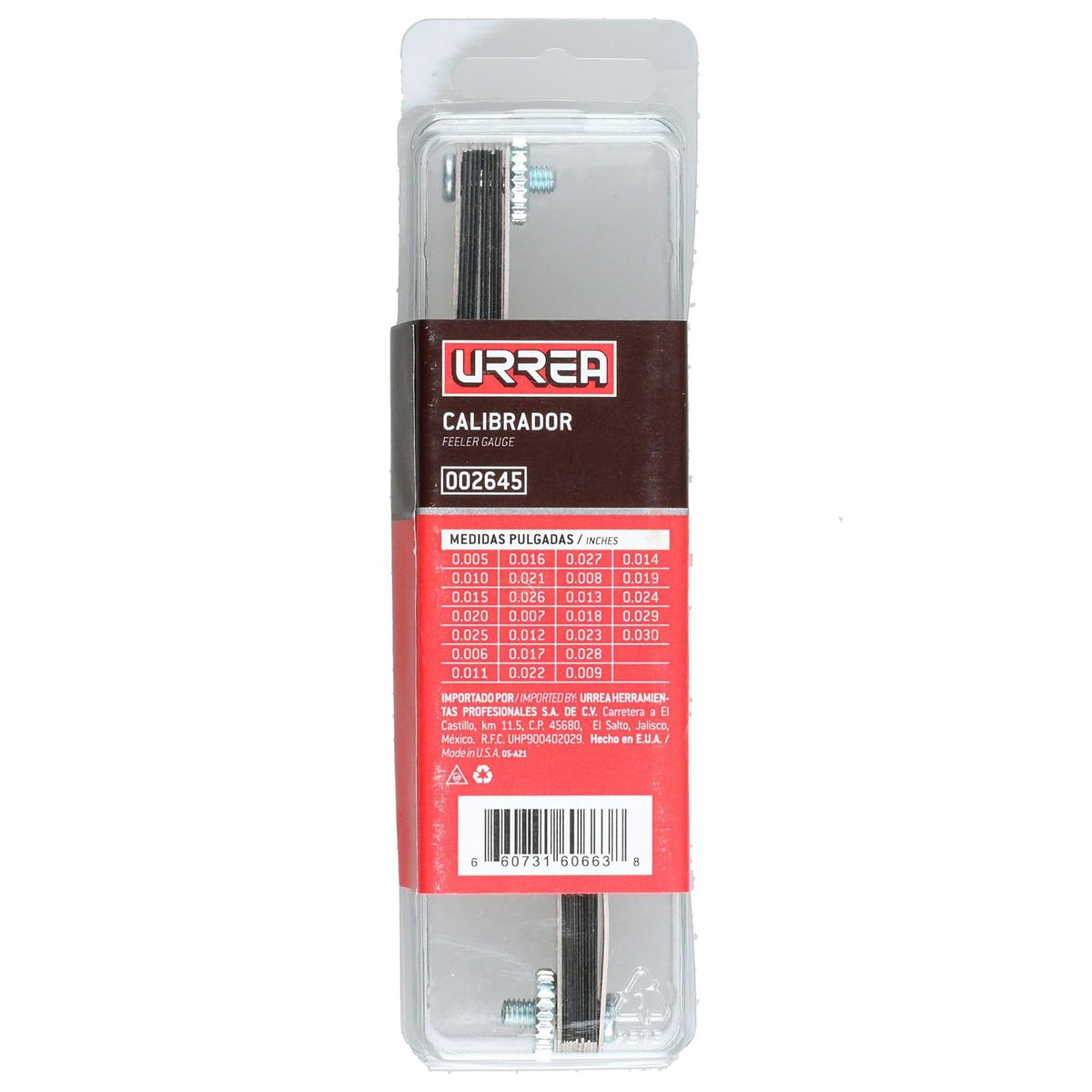 Urrea 002645 Calibrador puntas a 45° 26 hojas