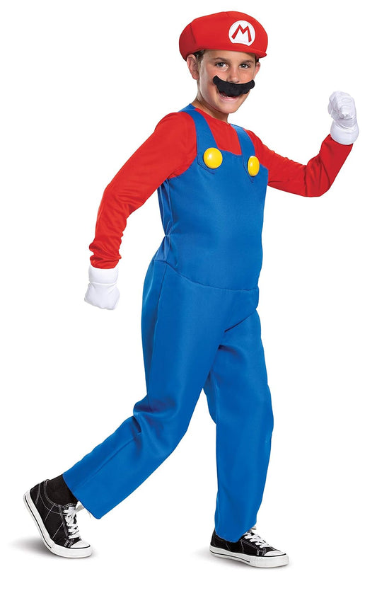 Disfraz Oficial Deluxe de Mario Infantil, Super Mario Bros., Talla Infantil Chica (4-6)