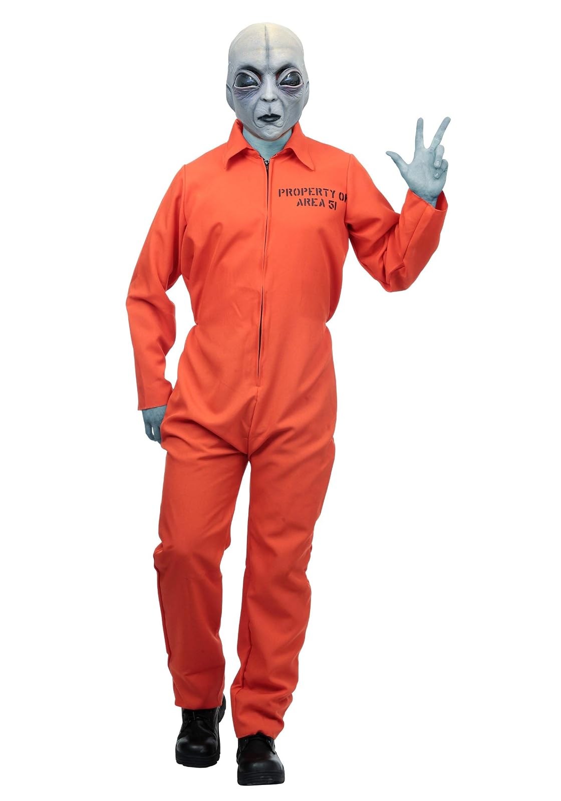 Area 51 Alien, Disfraz Unisex Talla Mediana de Marciano, Atuendo de Extraterrestre Ideal para Halloween y Fiesta de Disfraces - M - Orange