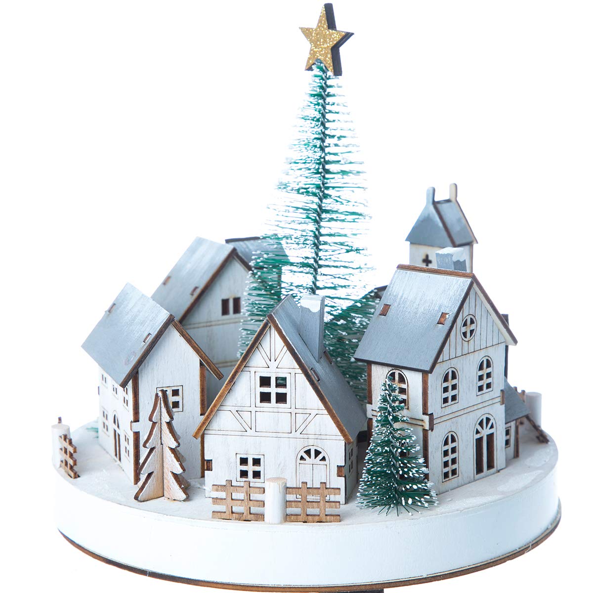 Running Decora Villas navidenas Adorno navideño con Caja Musical Villa Blanca Circular