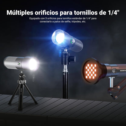 NEEWER Basics RGB Linterna Fotografía Flashlight,4 Color/20 Filtro Gobo/CRI95+/7500 mAh,10W 6300K Foco LED Portátil Vídeo Ambiental Aluminio Efecto Atardecer para Iluminación Estudio Grabación, FL10