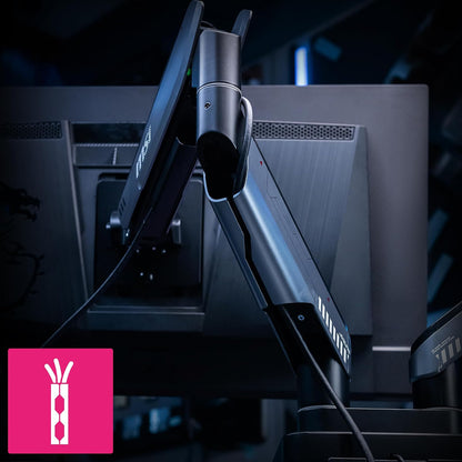 MSI MPG MT201R V2 - Brazo de Soporte para Monitor único RGB Premium, soporta Pantallas de 17-49 Pulgadas y 44 Libras, Compatible con VESA, Montaje Ajustable de Resorte de Gas Resistente, Abrazadera y