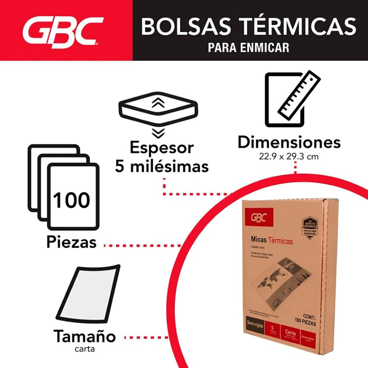 GBC Mica Térmica Semi-Rígida para Laminar Tamaño Carta 5 Mil