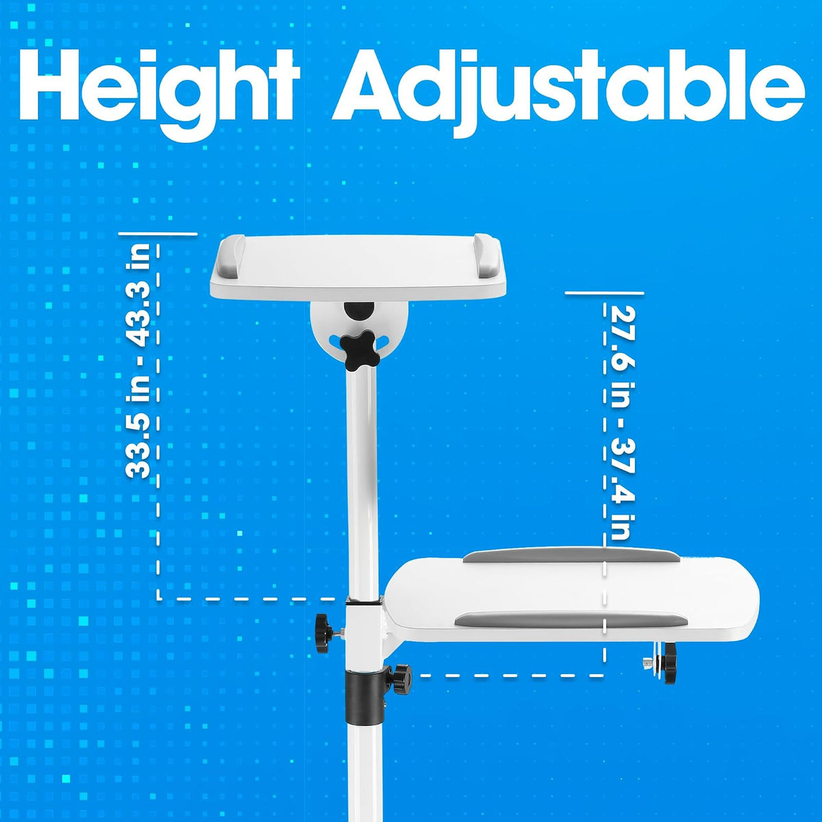 Manhattan 461726 Soporte de Carrito para Proyectores y Laptops, Dos bandejas para Dispositivos de hasta 10 kg Cada una, inclinación de - / + 35 °, Giro de 360 °, Altura Ajustable
