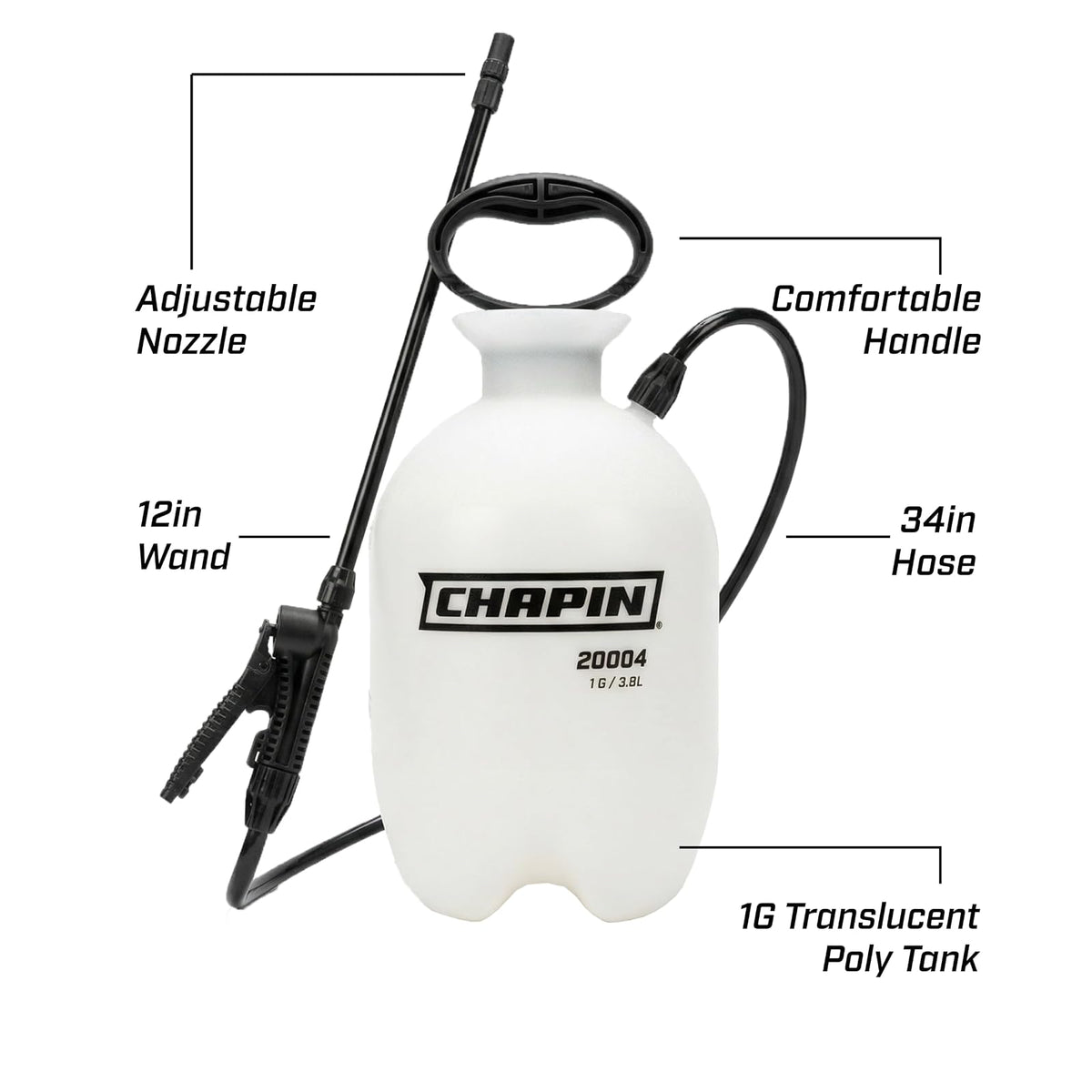 Chapin 20004 Made in USA 1 -Gallon Lawn and Garden Pump Pressured Sprayer, for Spraying Plants, Garden Watering, Weeds and Pests