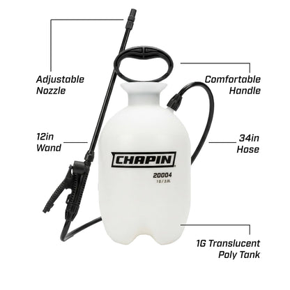 Chapin 20004 Made in USA 1 -Gallon Lawn and Garden Pump Pressured Sprayer, for Spraying Plants, Garden Watering, Weeds and Pests