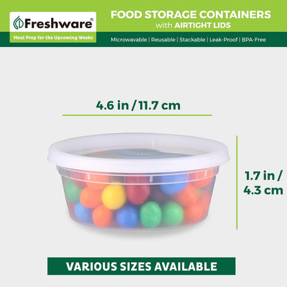 Freshware, YH-S8X50, Contenedores de almacenamiento para alimentos, plástico con tapas herméticas, 228 g, para control de porciones, 50 unidades
