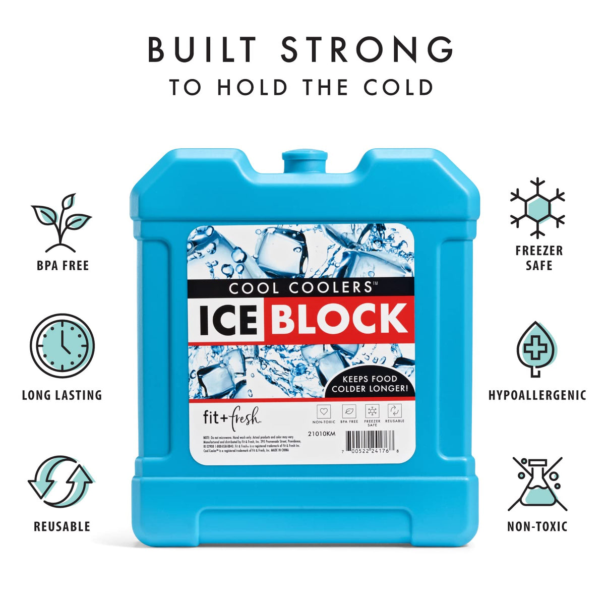 Cool Coolers by Fit + Fresh, bloque de hielo para congelador XL, paquete de hielo grande y potente, perfecto para enfriador aislado, bolsa de playa, enfriador de mochila y más, 1 paquete, azul