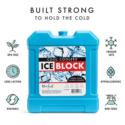 Cool Coolers by Fit + Fresh, bloque de hielo para congelador XL, paquete de hielo grande y potente, perfecto para enfriador aislado, bolsa de playa, enfriador de mochila y más, 1 paquete, azul