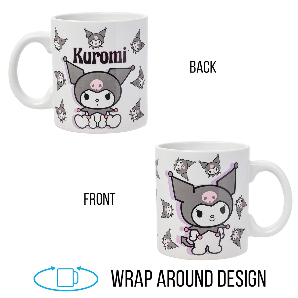 Silver Buffalo Sanrio Hello Kitty and Friends Kuromi Poses Taza de cerámica, 20 onzas