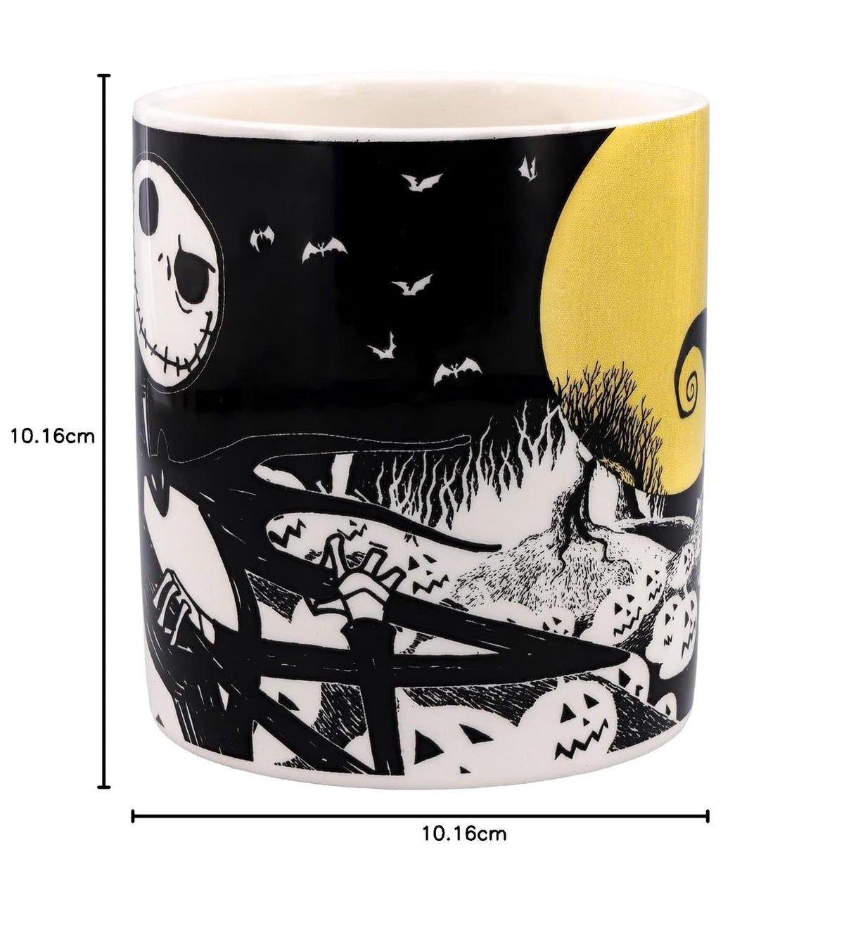 Silver Buffalo Nightmare Before Christmas Moonlight - Taza de cerámica con mango esculpido, 20 onzas, negro y blanco