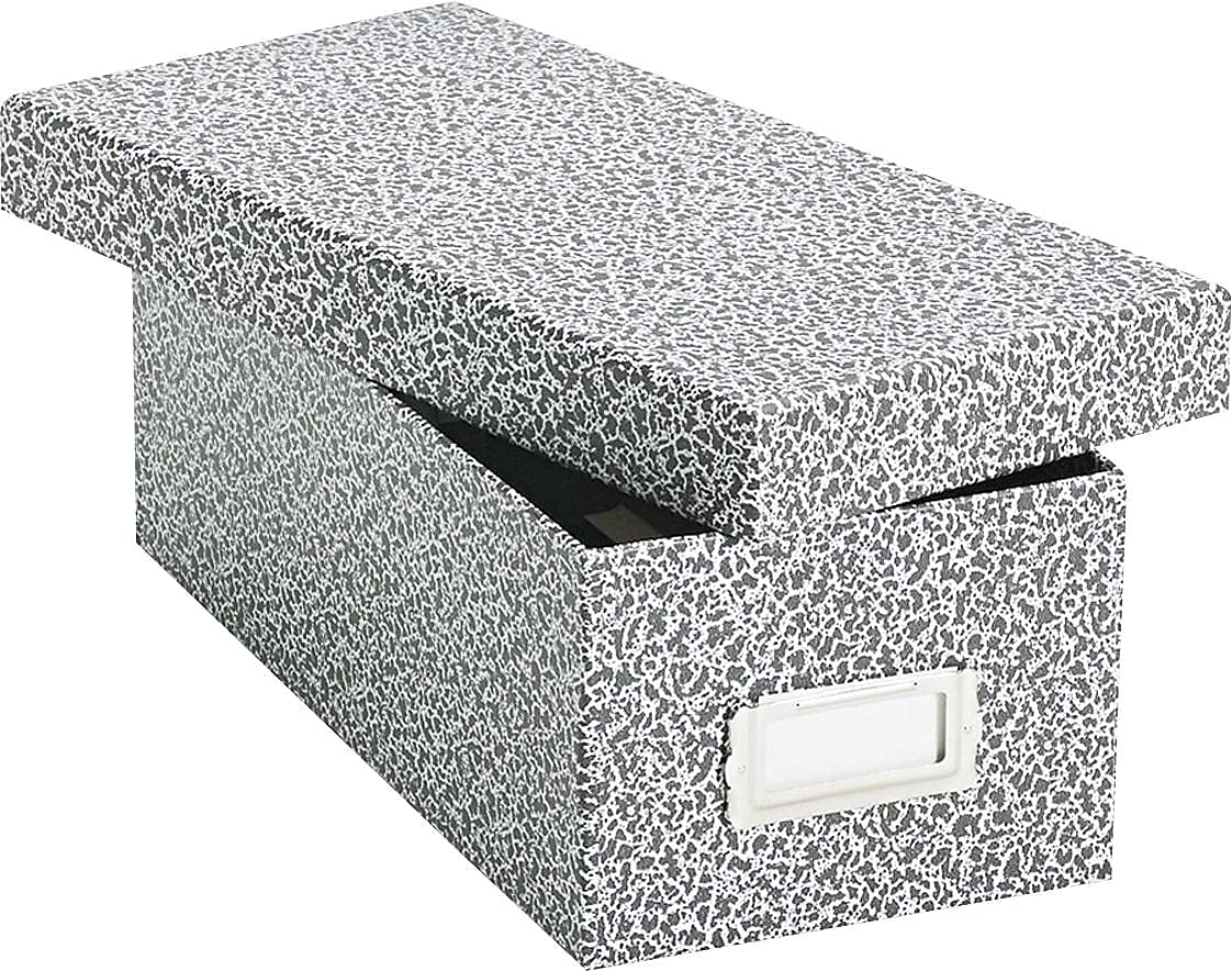 Oxford 40588 - Caja de almacenamiento para fichas con tapa abatible, color ágata negro y blanco, Negro, 3" x 5"