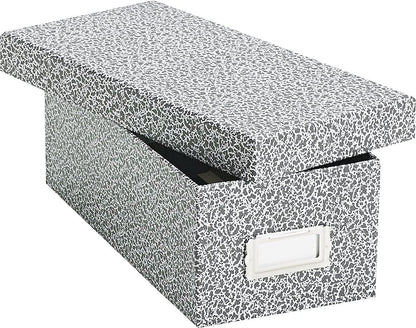 Oxford 40588 - Caja de almacenamiento para fichas con tapa abatible, color ágata negro y blanco, Negro, 3" x 5"