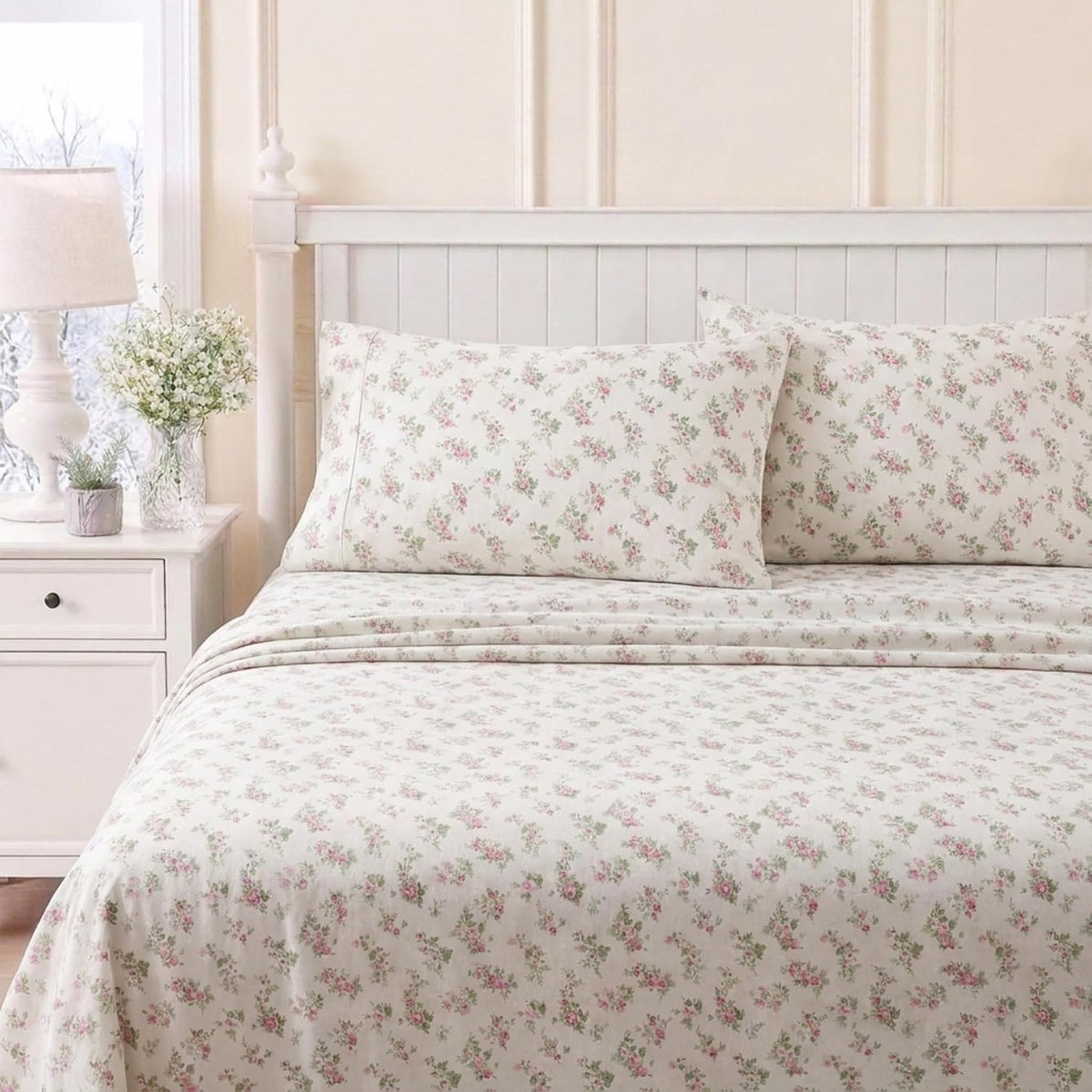 Laura Ashley Home | Colección de Franela | Juego de sábanas de Franela de algodón Ultra Suave y Acogedor, Ligero, de Alta Calidad, Antiarrugas, antidecoloración, Resistente a Las Manchas e