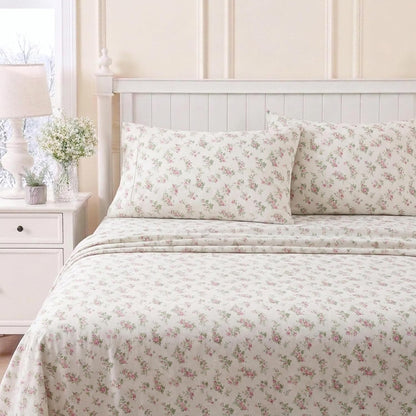 Laura Ashley Home | Colección de Franela | Juego de sábanas de Franela de algodón Ultra Suave y Acogedor, Ligero, de Alta Calidad, Antiarrugas, antidecoloración, Resistente a Las Manchas e