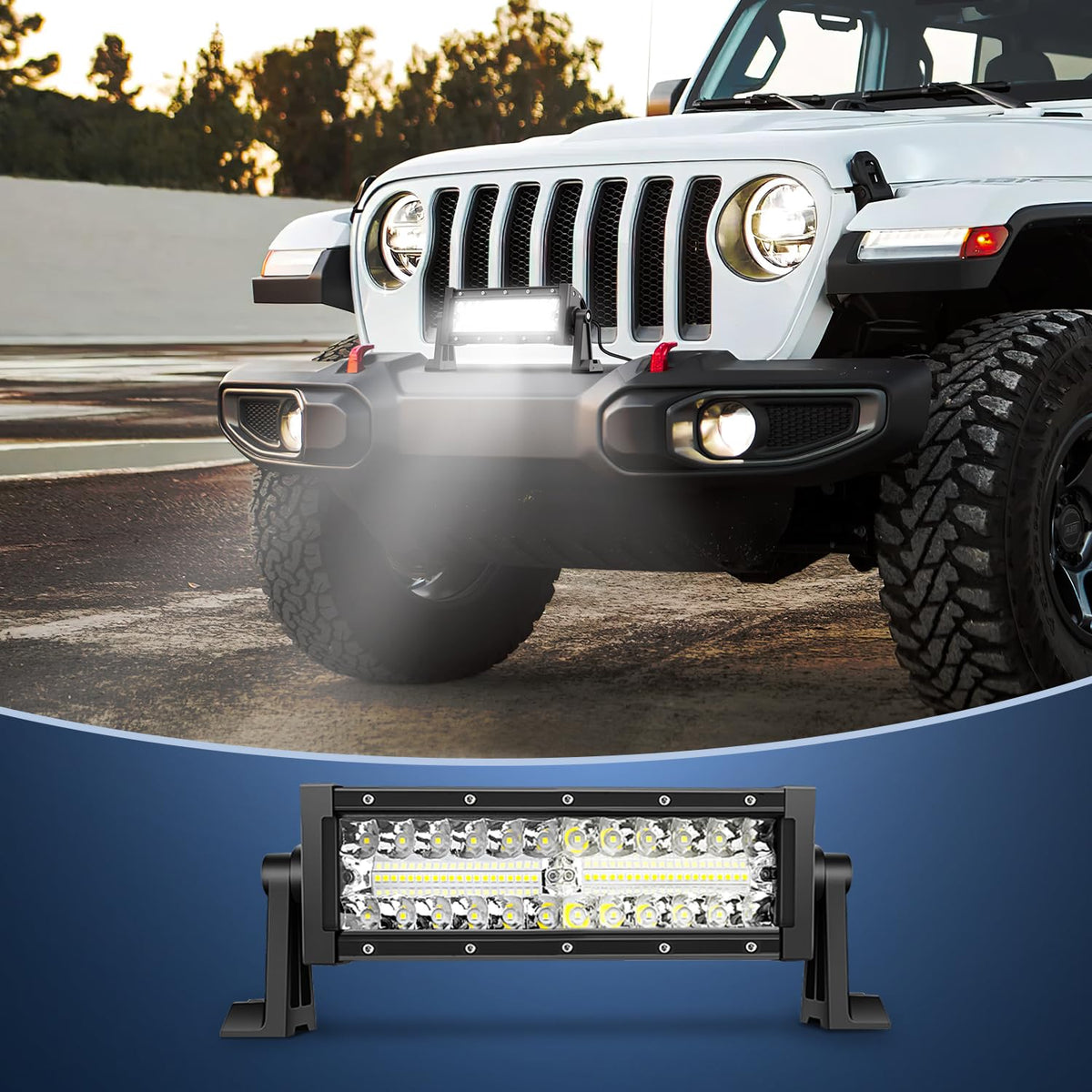 Nilight 18044C-A Barra de Luz LED de 9.5 Pulgadas, Triple Hilera, Combo de Inundación, 64 LED, para Camión/SUV/ATV/UTV