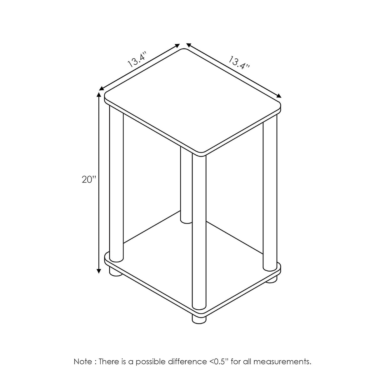 Furinno 2-99800WN Turn-N-Tube Haydn 2-Pack End Table, Walnut/Brown