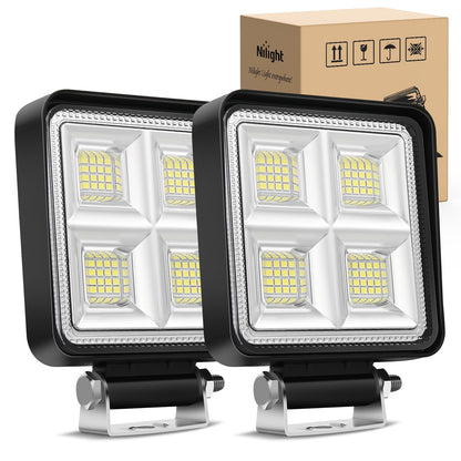 Nilight Barras de Luz LED 4.5" 27 W con Función de Memoria, Par - Blanco frío