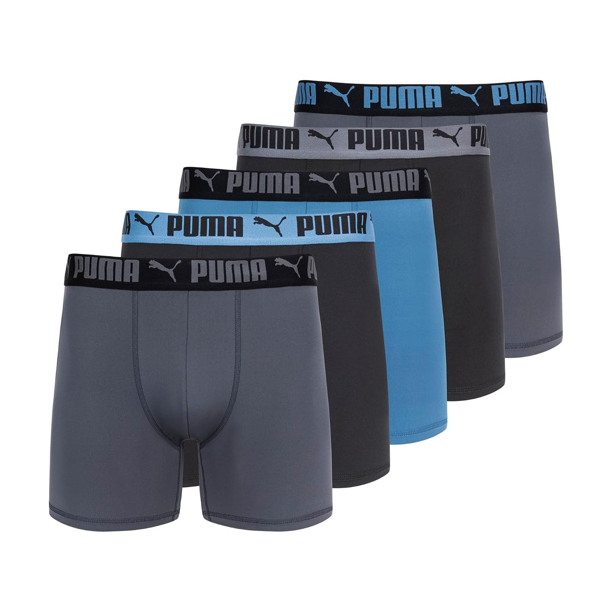 Puma Paquete de 5 Calzoncillos Boxer Performance para Hombre - CH - Negro - Azul - Gris